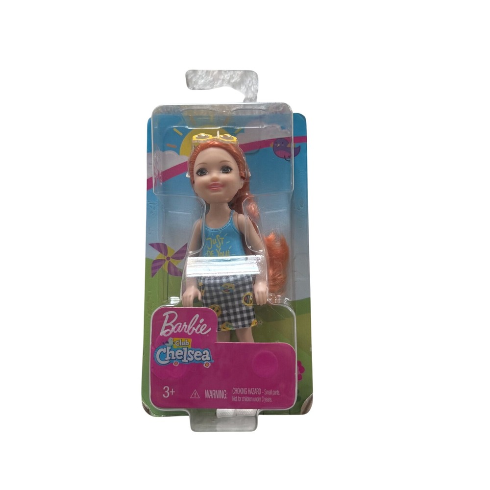Barbie Club Chelsea Doll Kids 6in Red Hair Blue Tank Emoji Skirt GMR95